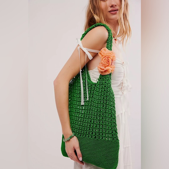 NEW Free People Sarasota Tote In Kelly Green - Picture 2 of 12